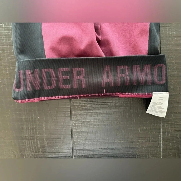 Womens Under Armour HeatGear Small Compression Leggings Burgundy Black - Picture 4 of 7